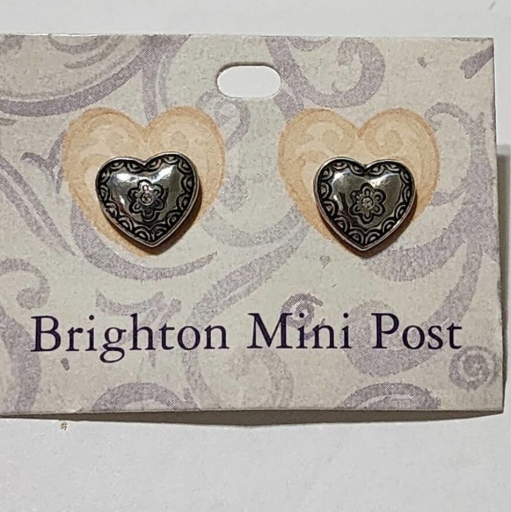 Brighton Crystal Scrolled Heart Stud earrings